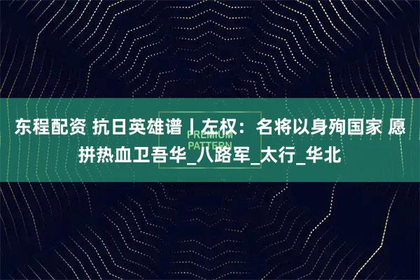 东程配资 抗日英雄谱丨左权：名将以身殉国家 愿拼热血卫吾华_八路军_太行_华北